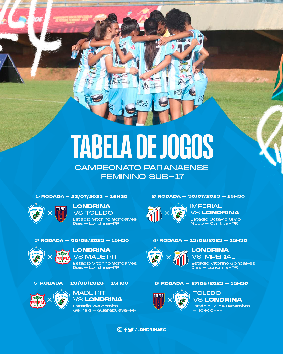 Londrina conhece a tabela de jogos do Estadual feminino sub-17